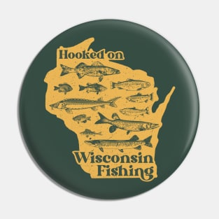 Hooked on Wisconsin Fishing - Vintage WI Sportsman Souvenir Pin