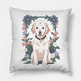 Floral Retriever's Serenade Pillow