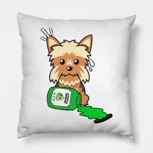 Naughty Yorkshire Terrier Spilled Wasabi Pillow