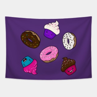 Kawaii Donuts and Cupcakes Tapestry