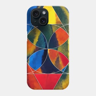 Geometric collage of parrot feathers oil painting Phone Case