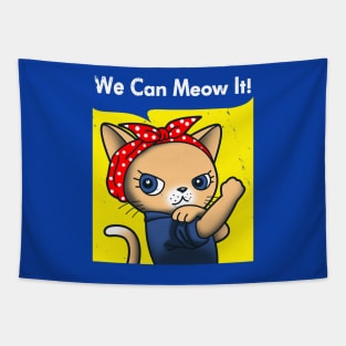 We Can Do It Cats Vintage Retro Parody For Cat Lovers Tapestry