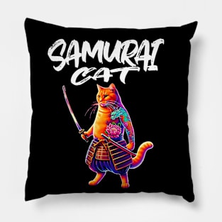 Japanese Samurai Cat Pillow