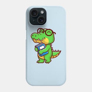 Cute Crocodile Holding Book School Cartoon Phone Case