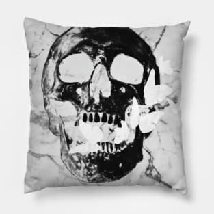 Halloween aesthetics skull devil ghost spooky creepy skeleton moon marble butterfly retro vintage gothic horror Pillow