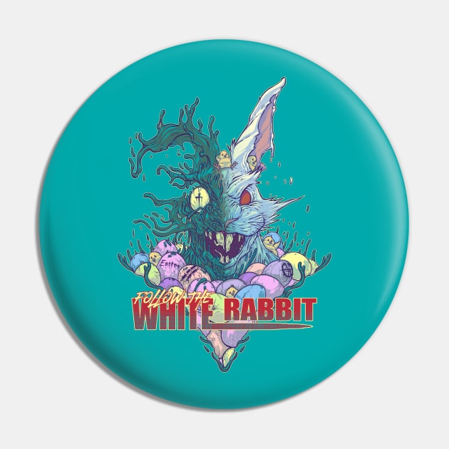 WEIRDO - Follow The White Rabbit - Nightmare - Turquoise Pin by hector2ortega