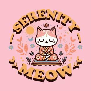 Serenity Meow Zen Cat in Floral Kimono Meditating T-Shirt