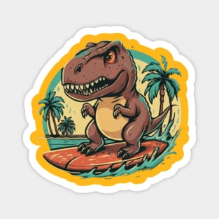 cute dinosaur surfing gift ideas, dino surf kids tees dinosaur surfing tees hoodies gift Magnet