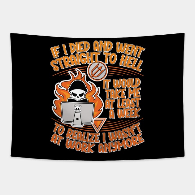 If I Died and Went Straight to Hell, it Would Take Me at Least a Week to Realize I Wasn't at Work Anymore Tapestry by RobiMerch