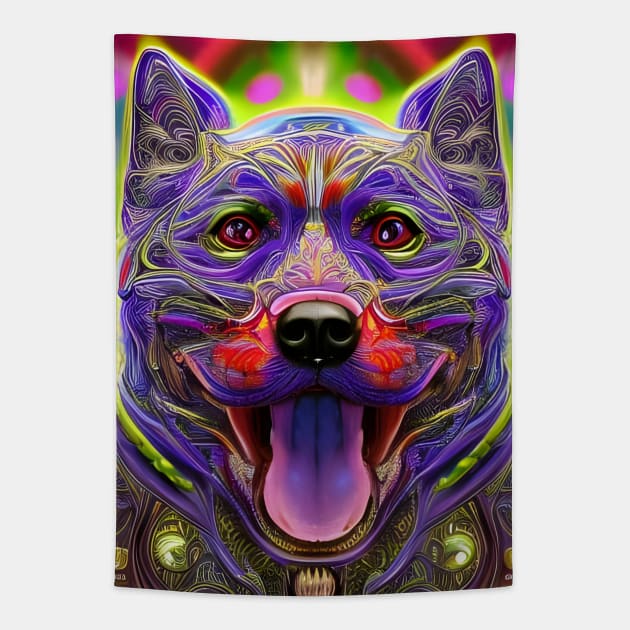 Dharma Dog (16) - Trippy Psychedelic Doggo Tapestry by TheThirdEye