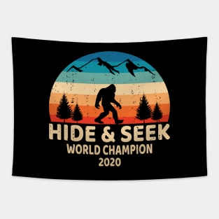 Bigfoot Hide & Seek World Champion 2020, Funny Design Retro Social Distancing Quarantine Buddies Tapestry