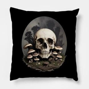 Skull with Mushrooms Pillow