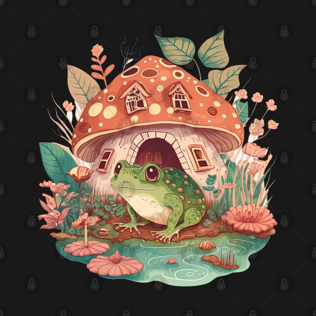 Cottagecore aesthetic frog on Mushroom by JayD World