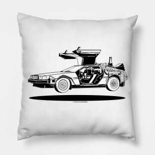 Delorean Black and White Pillow