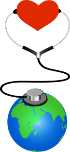 Heart checking with stethoscope planet Magnet