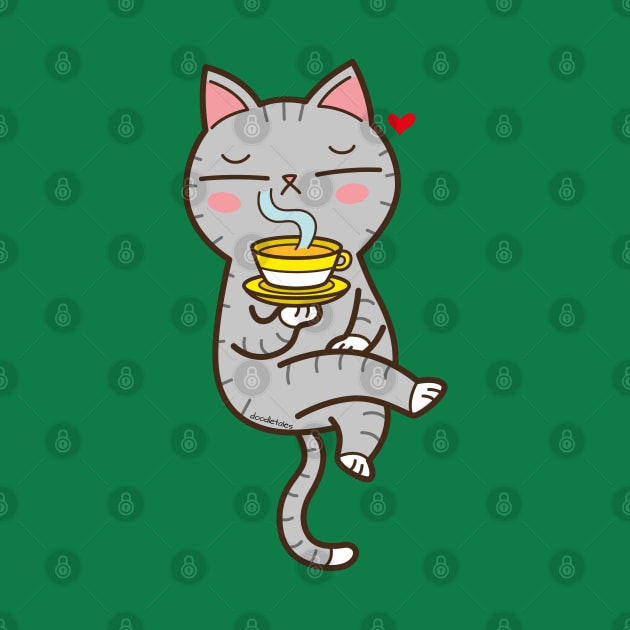 Coffee loving cat by doodletales