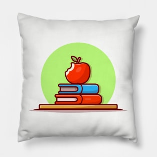 Apple On The Book Cartoon Vector Icon Illustration Pillow