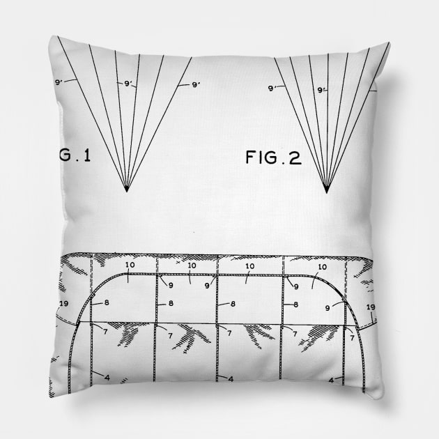 Multi-cell Glide Canopy Parachute Vintage Patent Hand Drawing Pillow by TheYoungDesigns