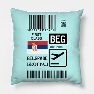 Belgrade Serbia travel ticket Pillow