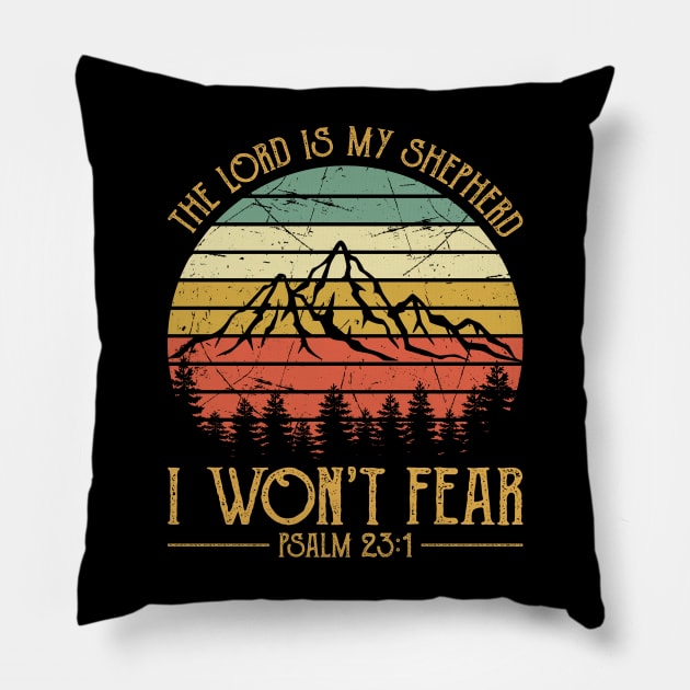 Vintage Christian The Lord Is My Shepherd I Won't Fear Pillow by GreggBartellStyle