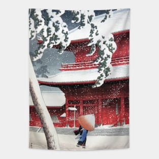 Snow at Zōjōji Temple by Hasui Kawase Tapestry