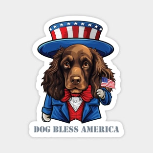 Funny 4th of July Boykin Spaniel Dog Bless America Magnet