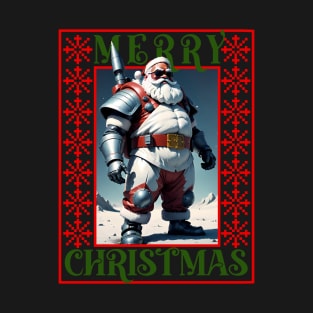 Cool Armed Santa. Ugly Christmas Sweater. Merry Christmas T-Shirt