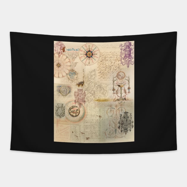 arcane messages baroque digital collage Tapestry by lovefromsirius