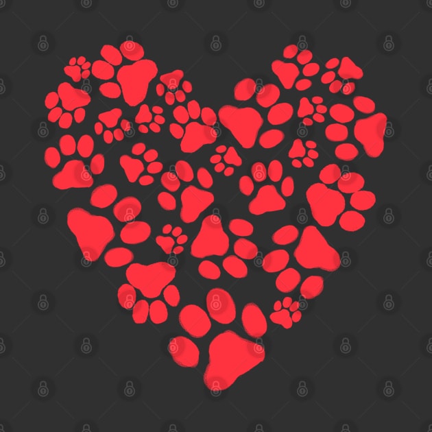 Dog or Cats Paw Prints Heart | Pet Lover Valentine by Coffee Squirrel