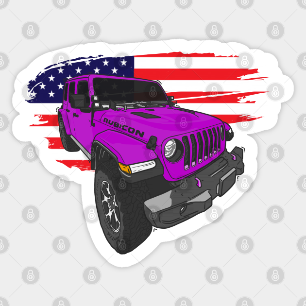 Jeep Wrangler with American Flag - Purple - Jeep American Flag - Sticker |  TeePublic