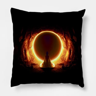 Buddha in a cave Pillow