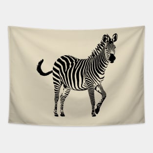 Frisky Zebra in Black and White | African Wildlife Tapestry