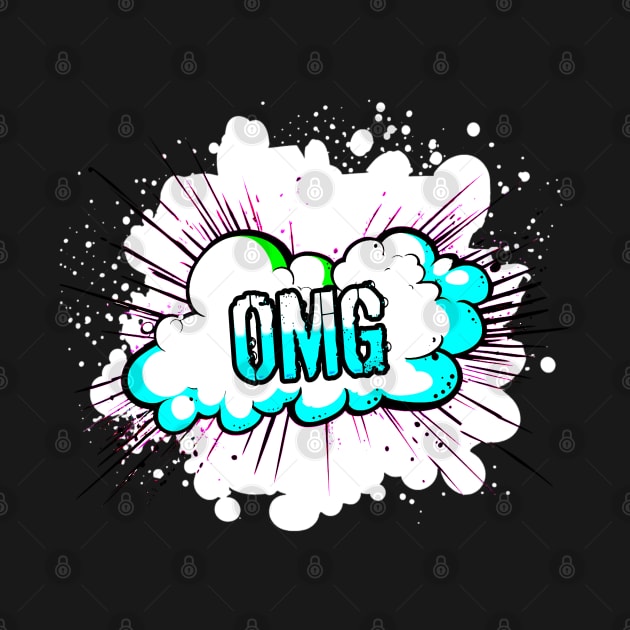 OMG - Trendy Gamer - Cute Sarcastic Slang Text - Social Media - 8-Bit Graphic Typography by MaystarUniverse