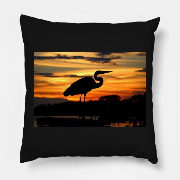 Sunset Heron Pillow by BadHabitsLounge