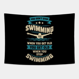 Swimming Old Man Swimmer Grandpa Gift Tapestry