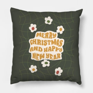 Groovy Merry Christmas Happy New Year Pillow