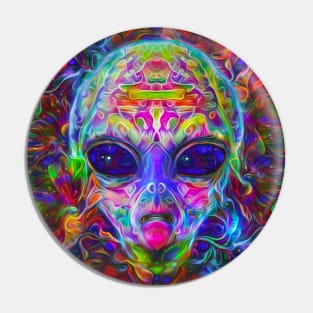 psychedelic neon alien Pin