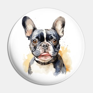 watercolor of a french bulldog Pin