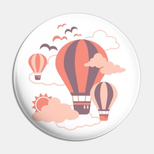 Riding Sunset Hot Air Balloon Illustration Pin