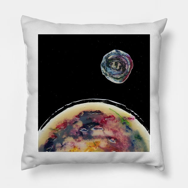 Space - Mixed Media Abstract  Art 3 Pillow by Heatherian