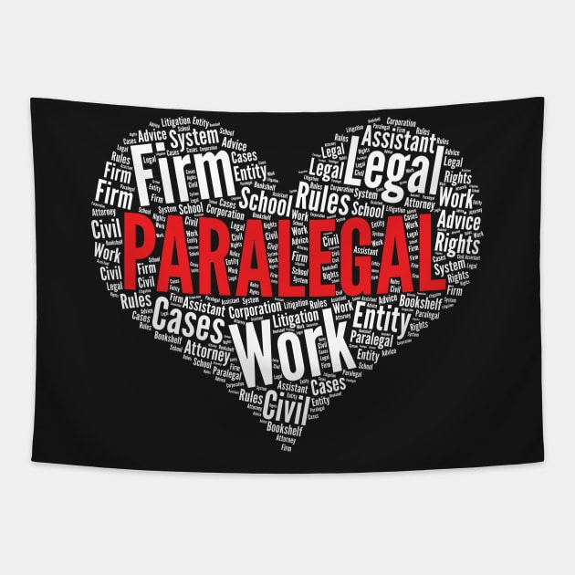 Paralegal Heart Shape Word Cloud Design product Tapestry by theodoros20