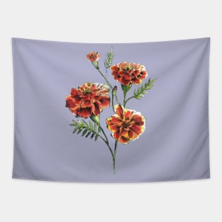 Marigold Flowers Watercolor Painting Tapestry