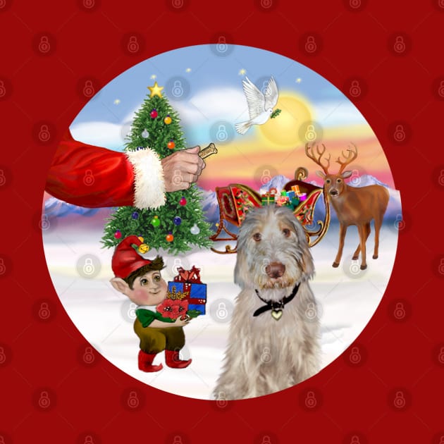 Santa Offers His Italian Spinone (wheaten colored) a Treat by Dogs Galore and More