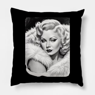 Mae West Black and White Portrait Pillow