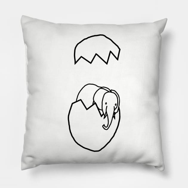 Cute Elephant Popping Out of Easter Egg Outline Pillow by ellenhenryart