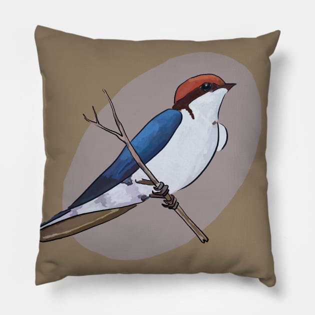 Wire tailed swallow illustration Pillow by Chris W