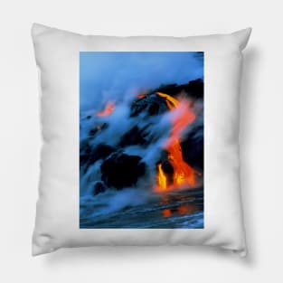 Molten pahoehoe lava flowing into the ocean (E390/0248) Pillow