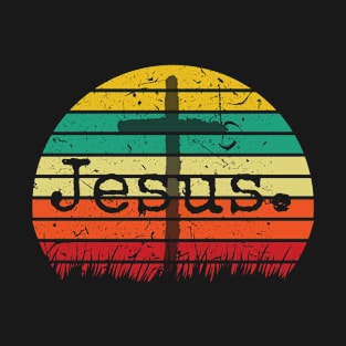 Jesus, Cross, Retro Sunset,  Christian Gift, Vintage, Sunset T-Shirt