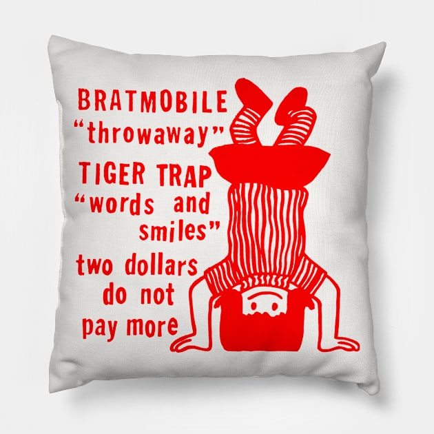 Bratmobile / Tiger Trap ∆∆∆ 90s Music Fanart Pillow by CultOfRomance