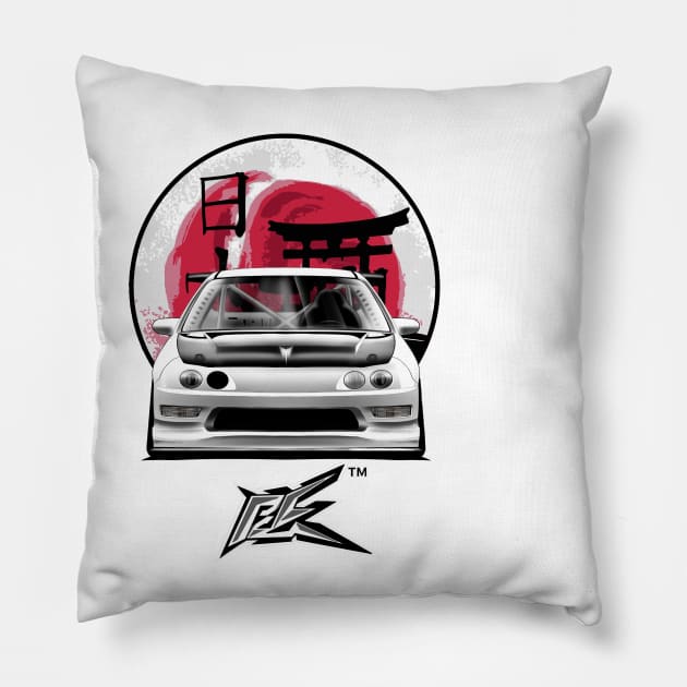 integra type r racecar lowered white Pillow by naquash